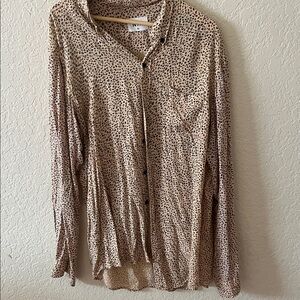 Men's Casual Button Down Shirt - Tan Leopard Print